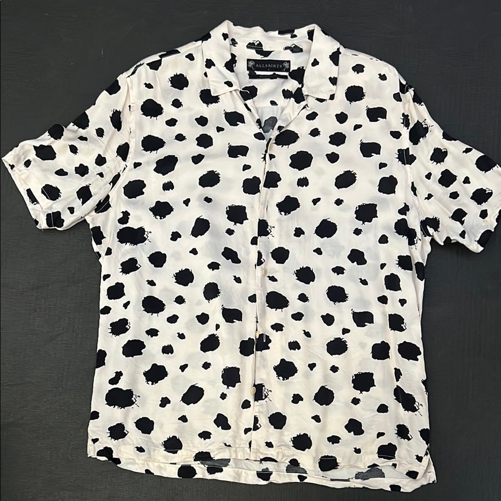 AllSaints Black and White Polka Dot Shirt